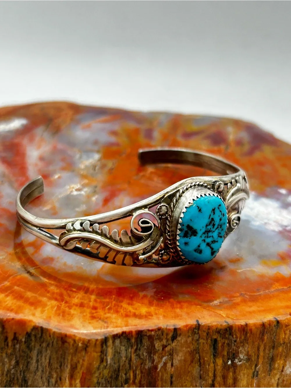 Southwest Sterling Silver Turquoise Bangle Bracelet